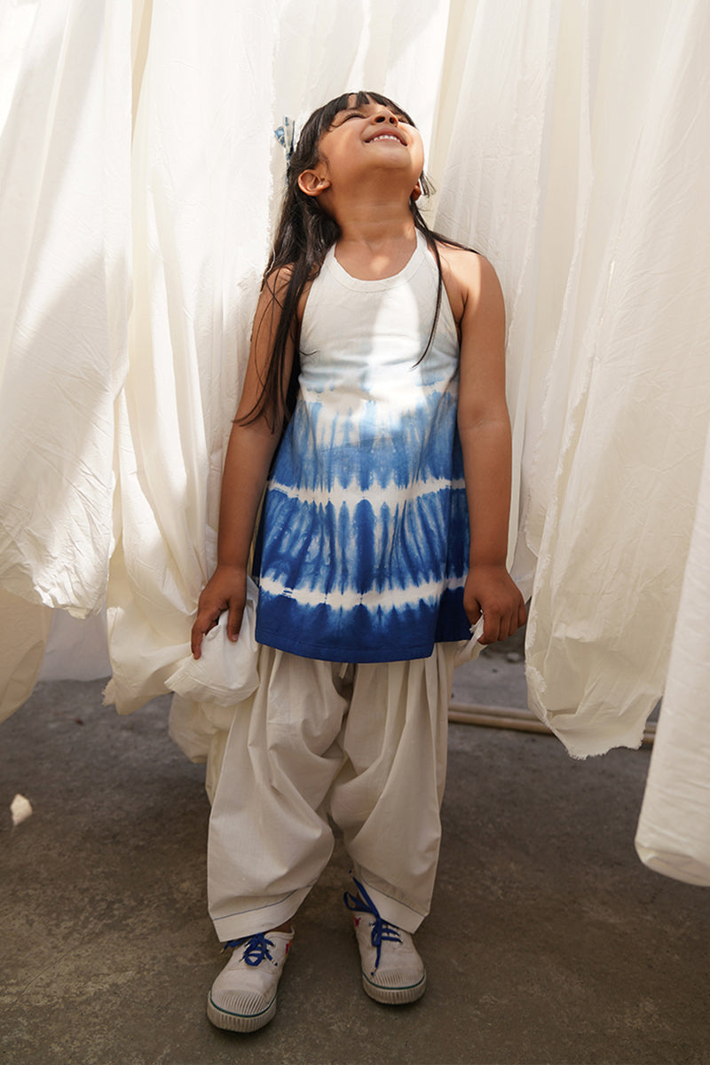 Girls Blue Shibori Top Set