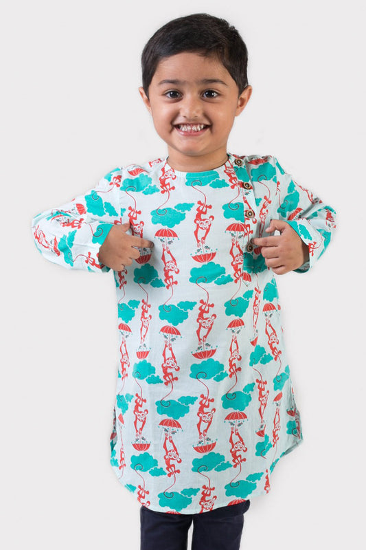 Boy Blue Monkey Kurta