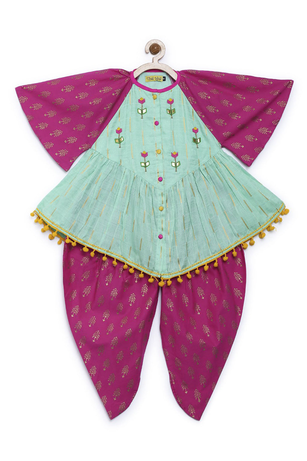 Girl Aqua Poppy Floral Suit Set